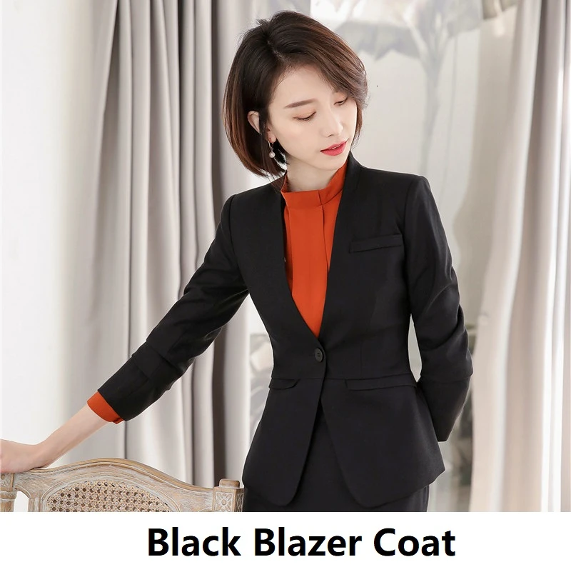 Black Blazer Coat Формальных равномерной конструкции Для женщин пиджаки профессиональная Бизнес костюмы осень-зима высокое качество ткани Бизнес Повседневная обувь комплекты со штанами - Цвет: Black Blazer Coat