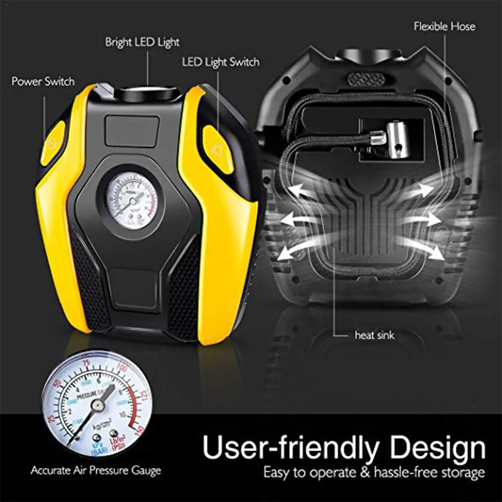 Автомобильный воздушный насос указатель 12V DC 120W 150PSI с светодиодный мини-насос для шин