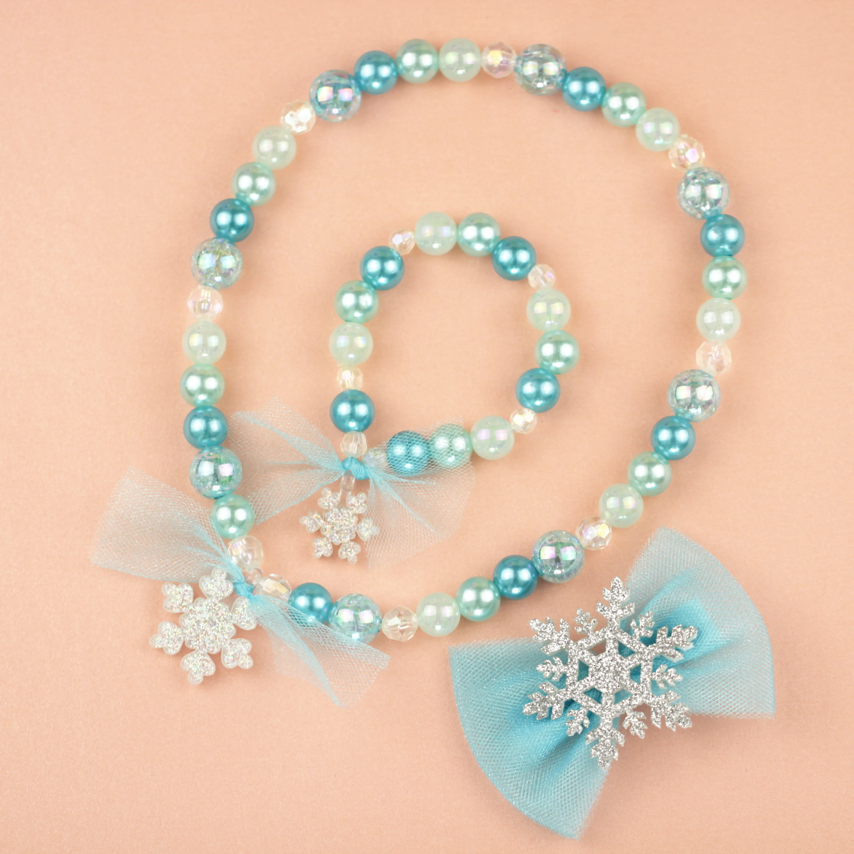 Эльза Анна Снежинка Детские Девушки ChunkyBeads Ожерелье Браслеты заколки для волос в