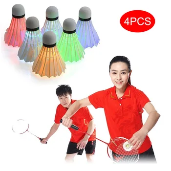 

4 Pcs LED Badminton Shuttlecocks Lighting Birdies Shuttlecock Glowing Badminton for Outdoor Sports ENA88