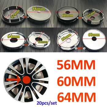 

20pcs Car Styling for Land Rover Mazda Lexus Jaguar Renault Vw Car Logo Emblem 56mm 60mm 64mm ABS/PVC Auto Wheel Center Caps
