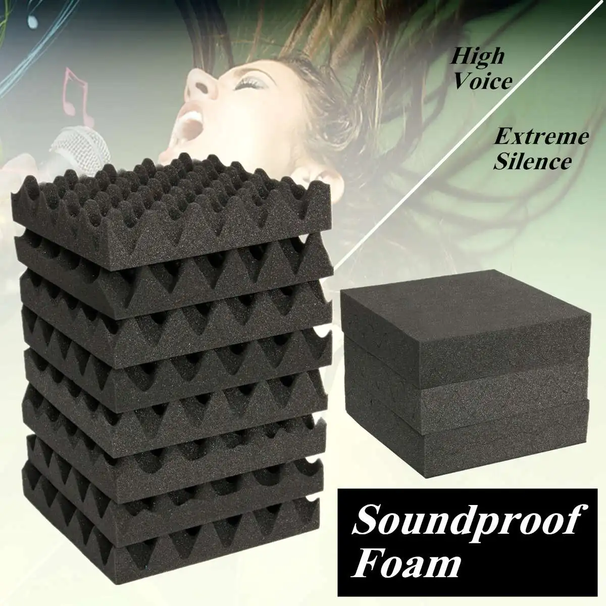 

Hot 6Pcs/12pcs/24pcs 25X25X5CM Studio Acoustic Wedge Studio Foam Sound Noise Insulation Sponge Absorption Treatment Panel Tile