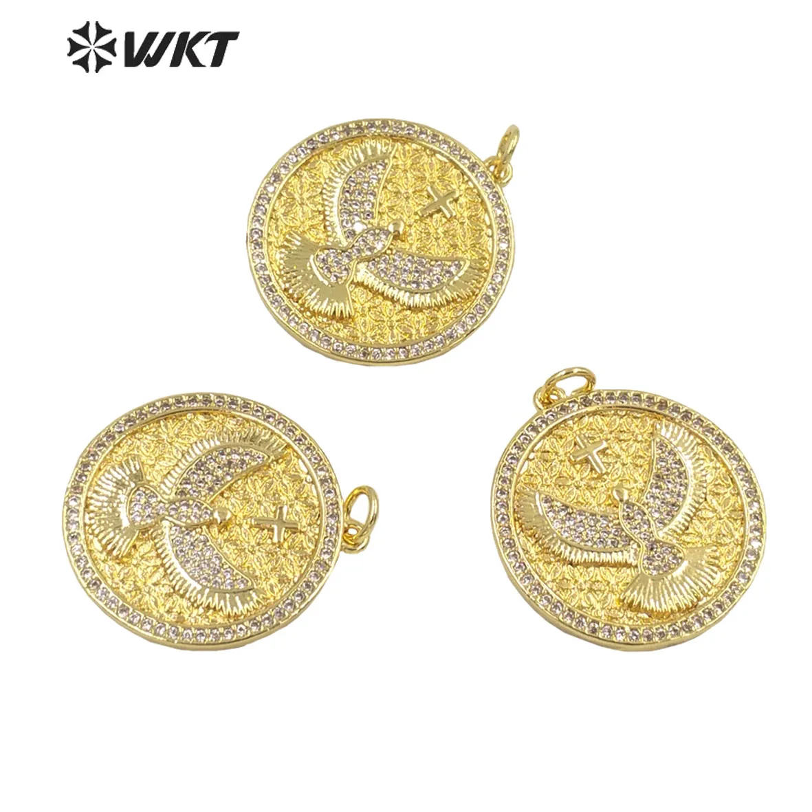 

WT-MP201 WKT newest fashion gold plated micropave CZ round Eagle Bird pendant Women charming cubic zircon pendant