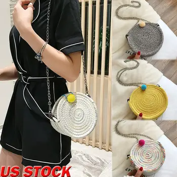 

Women Ladies Handmade Boho Round Vintage Shoulder Bag Chain Handbag Crossbody bag