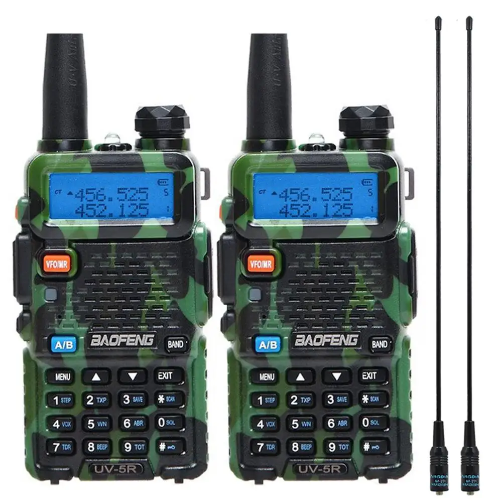 2 шт. Baofeng BF-UV5R Любительское радио портативная рация Pofung UV-5R 5 Вт VHF/UHF радио двухдиапазонное двухстороннее радио UV 5r CB радио - Цвет: camo add 771antenna