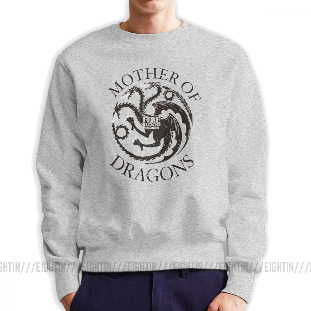 Мама драконов Blusa Com Estampa Игра престолов толстовки мужские хип-хоп хлопок пуловер с круглым вырезом обычные толстовки Топы - Цвет: Серый