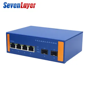 

Industrial Ethernet Switch 10/100/1000M Network Signal Strengthen DIN Rail Type 4 port Ethernet 2 fiber