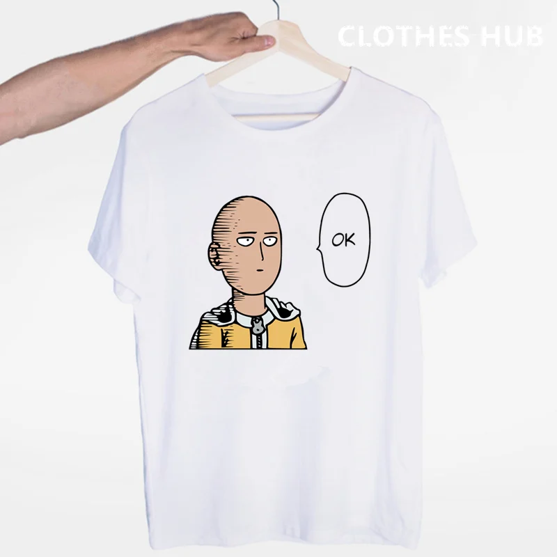 Японская аниме One Punch Man Hero Сайтама оппай футболка с круглым вырезом и короткими
