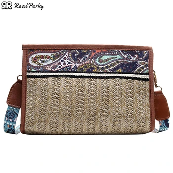 

Summer Women New Fashion Shoulder Messenger Bags Female Vintage National Beach Handbags Ladies Handmade Woven Casual Straw Bags