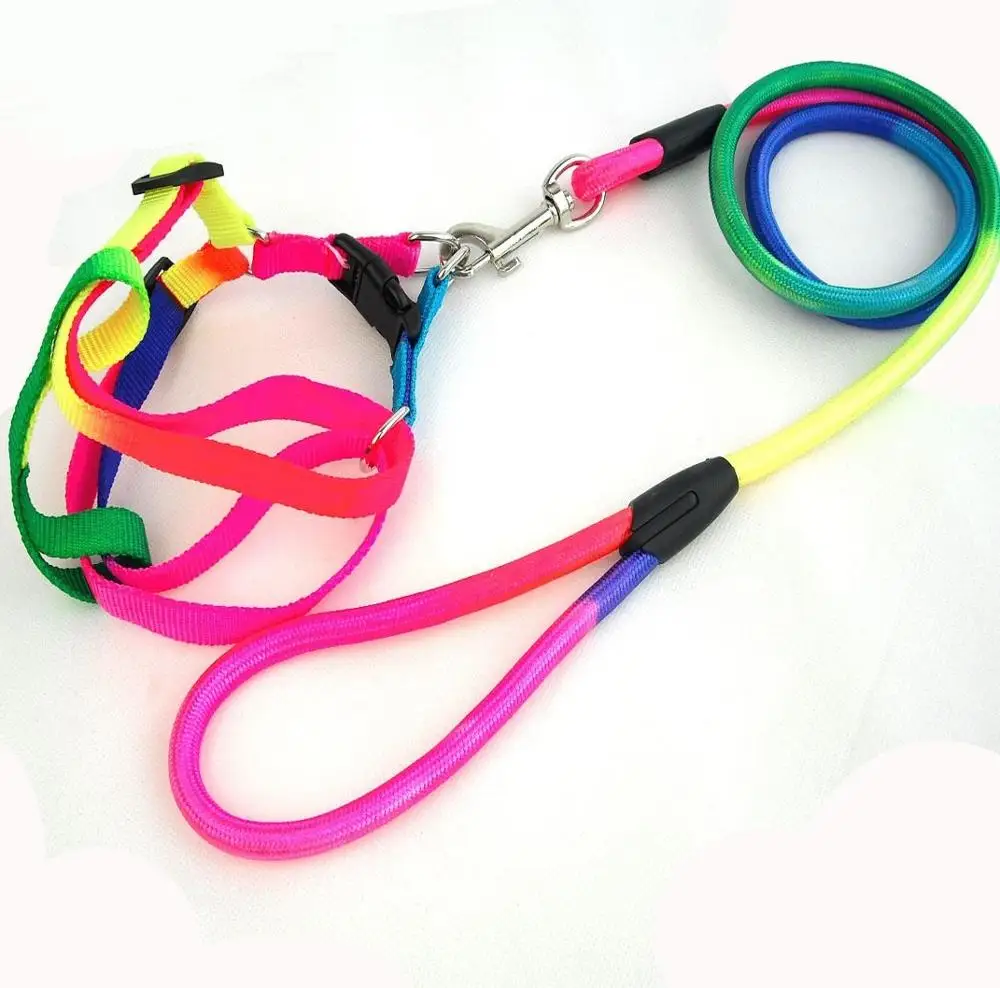 Dog Rope x Strap Разноцветный Радужный нейлоновый поводок, поводок для собак, поводок для собак 1,2 м, поводок для собак, поводок для прогулок, Круглый поводок для тренировок - Цвет: Dog Rope x Strap