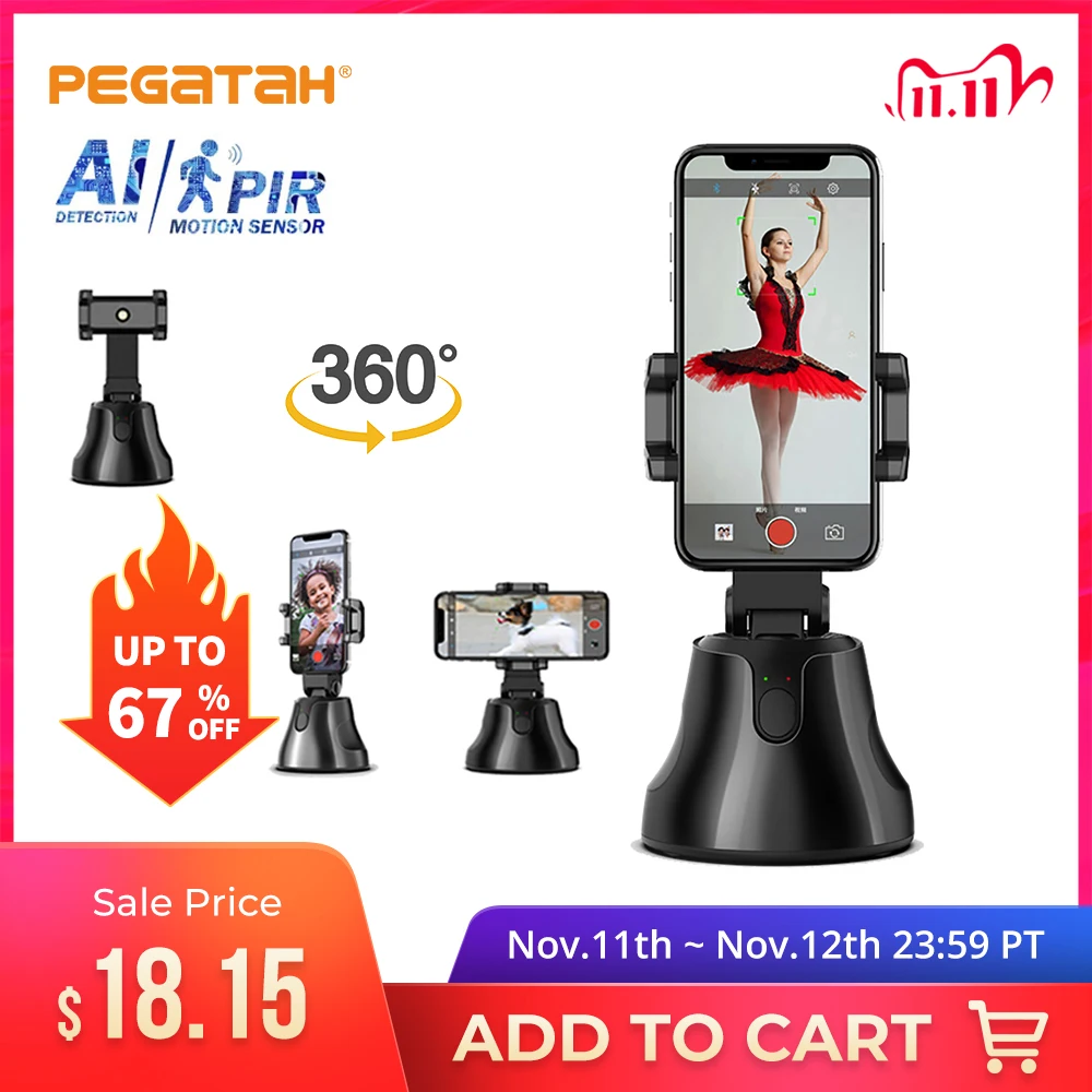 

360Â° Auto Smart Shooting Selfie Stick Tripod Object Tracking Holder Rotation Face Tracking Camera Vlog Live Phone Holder