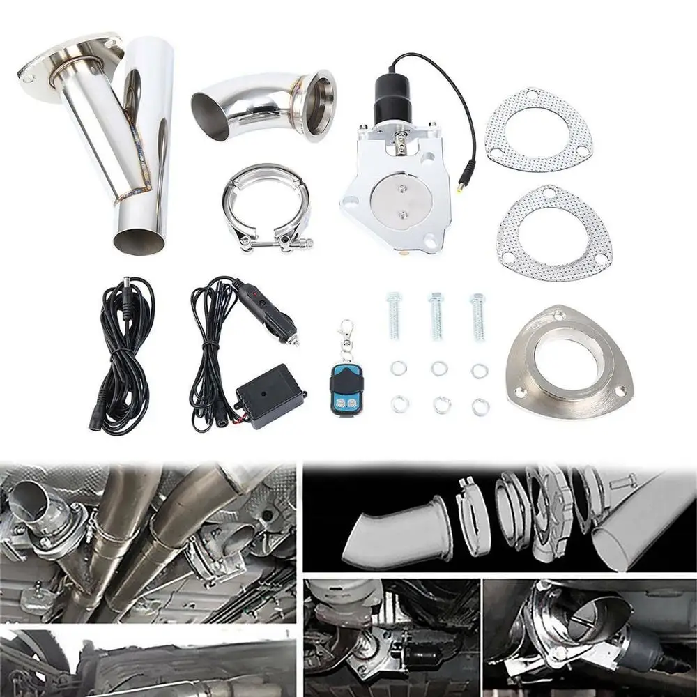 

Samger 2/2.25/2.5inch Electric Stainless Exhaust Cutout Cut Out Dump Valve Header Be Cut Pipe Electric Exhaust Muffler Valve Kit