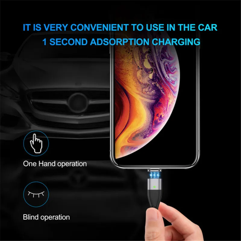 USLION Fast Charging Magnetic Cable 3A Micro USB Type C For iPhone 11 Pro XS Max XR X Samsung S10 Magnet Phone Charger Data Cord