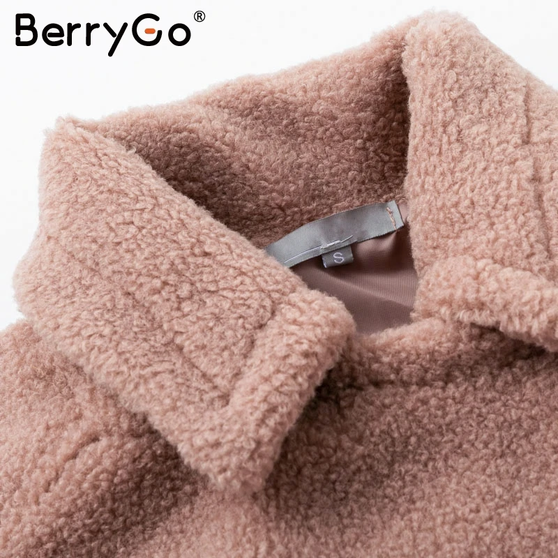 BerryGo плюшевый пушистый толстый искусственный мех пальто для женщин Повседневное роскошные женские куртки пальто на молнии Осень Зима теплые женские пальто