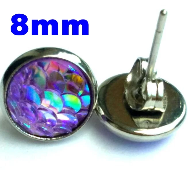 50 пар, корейские мини серьги-гвоздики из нержавеющей стали druzy/Русалка для женщин, модные ювелирные изделия, аксессуары, подарок для девушки
