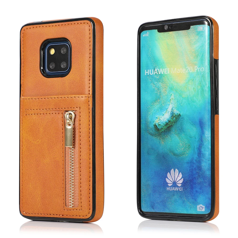 Yellow Ретро Кожаный чехол для huawei mate 20 pro с отделениями для карт, силиконовый мягкий Bac чехол для телефона для huawei p30 lite с бумажником на молнии - Цвет: Yellow