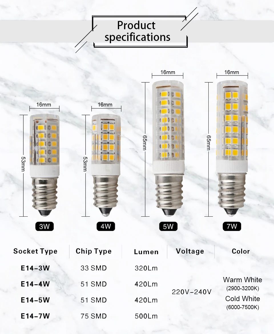 6pcs/lot LED Lamp E14 3W 4W 5W 7W AC220V 230V 240V Bombillas LED Light Corn Bulb SMD2835 Crystal Candle For Chandeliers Lighting