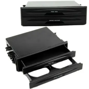 

Replacement Storage Box Double Din Radio Cup holder 18cmx12.8cmx5cm Car