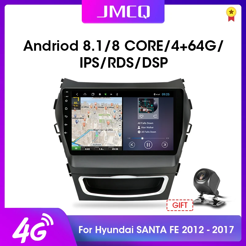 

JMCQ 9" 2 Din IPS Android 2G+32G Car Radio for Hyundai Santa Fe 3 2013-2017 RDS DSP Auto Audio Navigation GPS Navi Head Unit