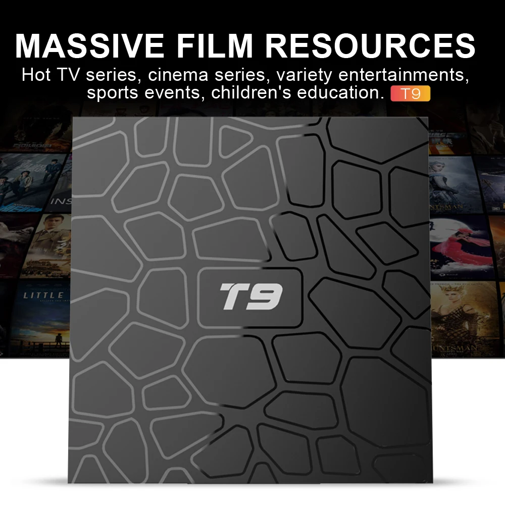  4GB RAM 64GB ROM Android 9.0 TV Box T9 RK3318 QuadCore USB 3.0 4K Set Top Box 2.4G/5G Dual WIFI 2G1