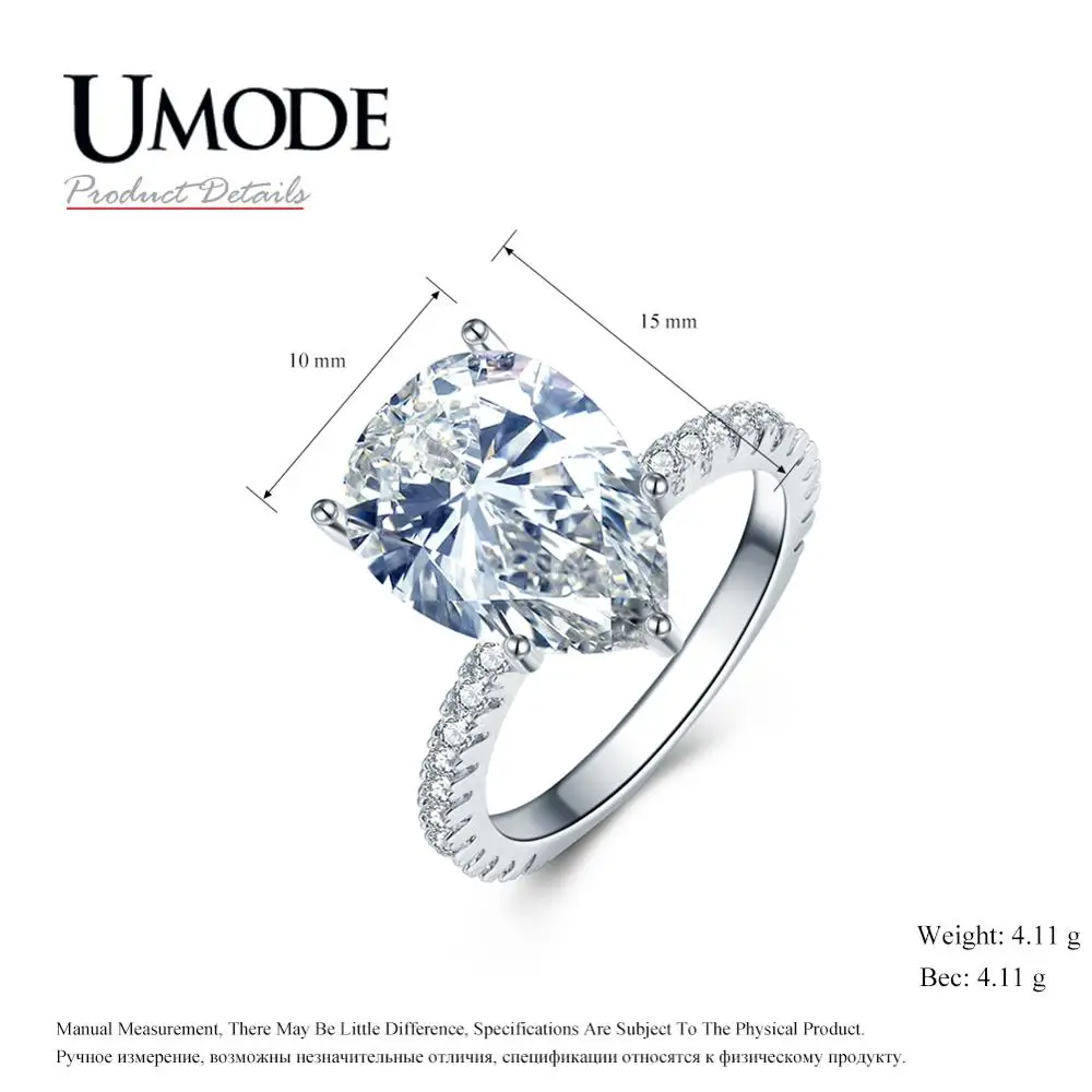 UMODE ювелирные изделия, новинка, модные кольца из белого золота с овальным цирконием для женщин, обручальные кольца для свадьбы, обручальные кольца, женские кольца, AUR0580A - Цвет основного камня: Water Drop