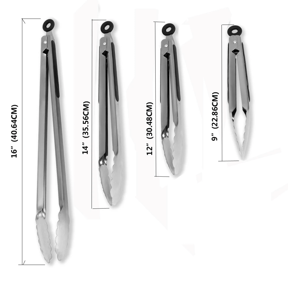 Food Tongs BBQ Grill Tongs Salad Steak Spaghetti Candy Charcoal Meat Stainless Steel Camping Barbecue Kitchen Frying Clips Clamp