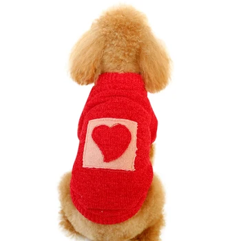 

Pet Autumn And Winter Clothes Knitting Costume For Teddy Small Dogs Cat Warm Sweater Love Heart Pattern
