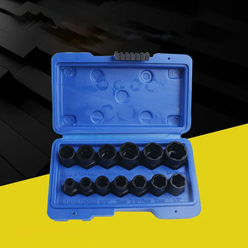 

Nut Extractor Broken and Damaged Screw Nut Stud Extractor Bolt Remover 13pcs LF-190905