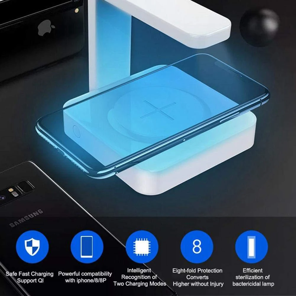 2 In 1 Phone Uv Sanitizer Wireless Fast Charging Portable Ultraviolet Disinfection Lamp Cellphone UV Sterilizer Charger | Мобильные
