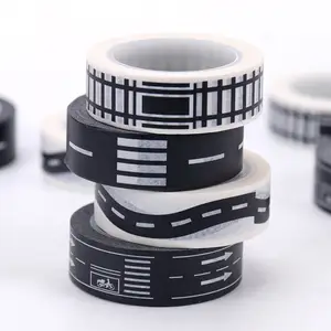 KOMBIUDA 2 Rolls Track Tape Traffic Road Stickers Road Tape for Kids Road  Signs Trains Black Tape Road Tape Kids Gift Wrapping Stickers Railway Track