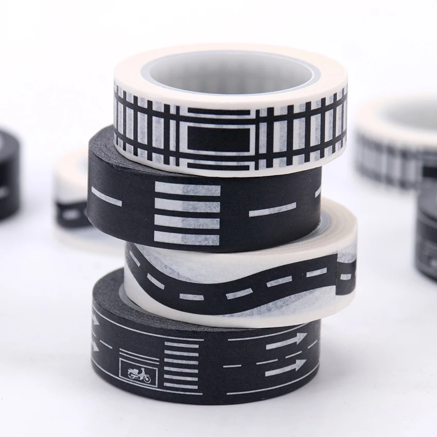 1PC 10m Railway Train Curve Design Paper Washi Tape DIY Road Traffic Adhesive Scrapbooking Sticker Label Masking | Канцтовары для