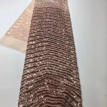 

Latest African sequence Lace Fabric 2020 High Quality nigerian French Net With Sequins Embroidery Tulle Lace For Dress