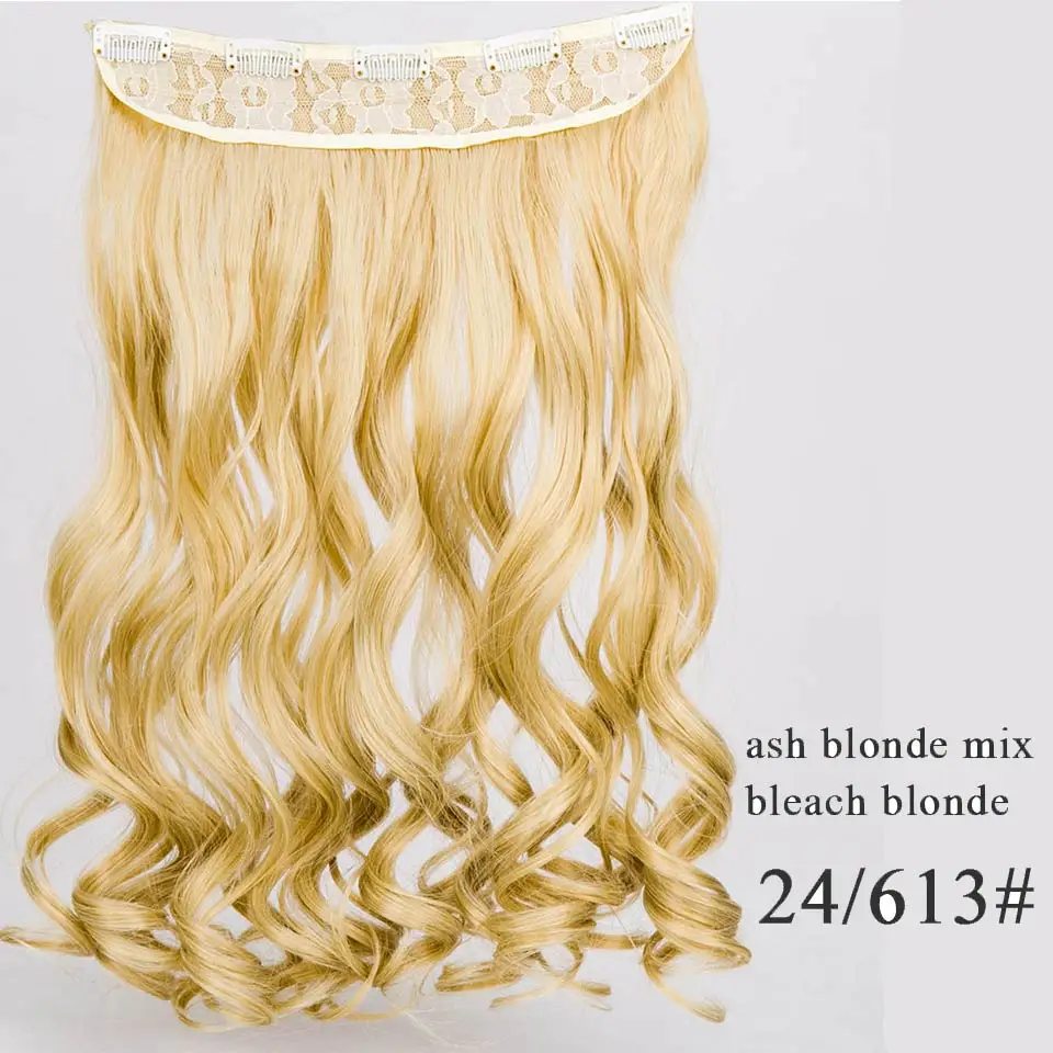 Энергичные черные волнистые длинные волосы на 5 клипсах для наращивания, синтетические волосы, термостойкие 24 дюйма для женщин - Цвет: 24-613