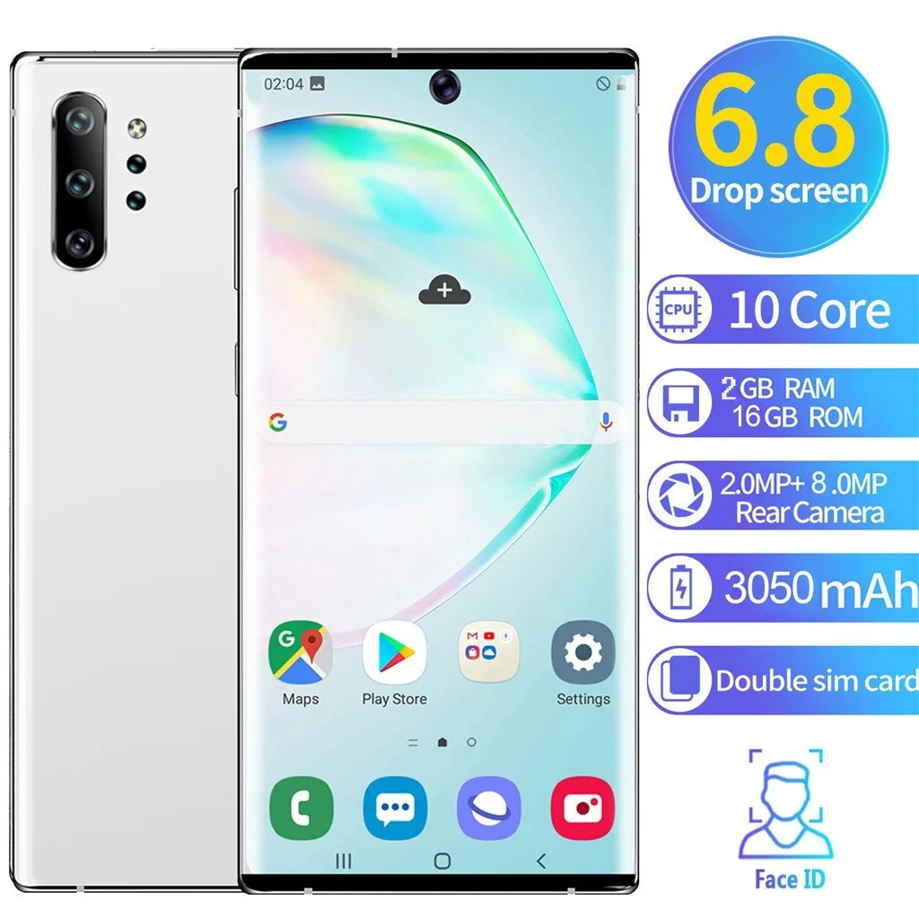 Смартфон с 6 8 дюймовым дисплеем процессором NOTE10 ОЗУ 2 Гб ПЗУ 16 Android 9 1 3G|Смарт-часы| |