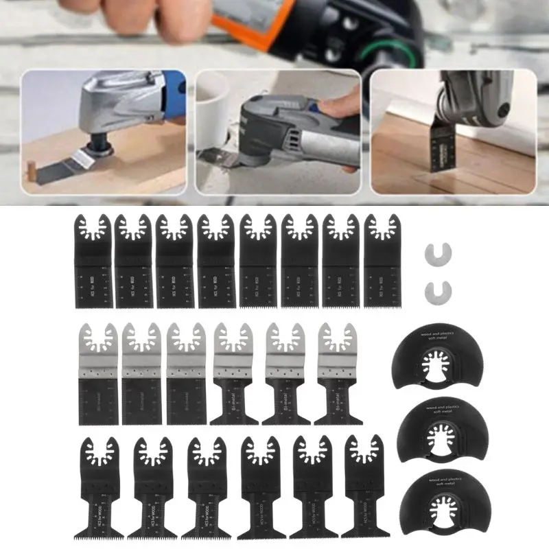 25pcs/set Oscillating Multitool Saw Blade with Bi-metal Cutting Blades for Power Tools Carpentry Accessories | Инструменты