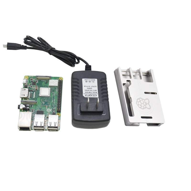 3 в 1 для Raspberry Pi 3 Model B+(плюс)+ ЧПУ Алюминий чехол+ 5V 3A Мощность адаптер Наборы штепсельная вилка стандарта США