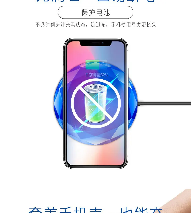 Алмазное Беспроводное зарядное устройство для iPhone samsung, беспроводное зарядное устройство для iPhone 11 Pro X XR XS Max 8 samsung S8 S9 S10