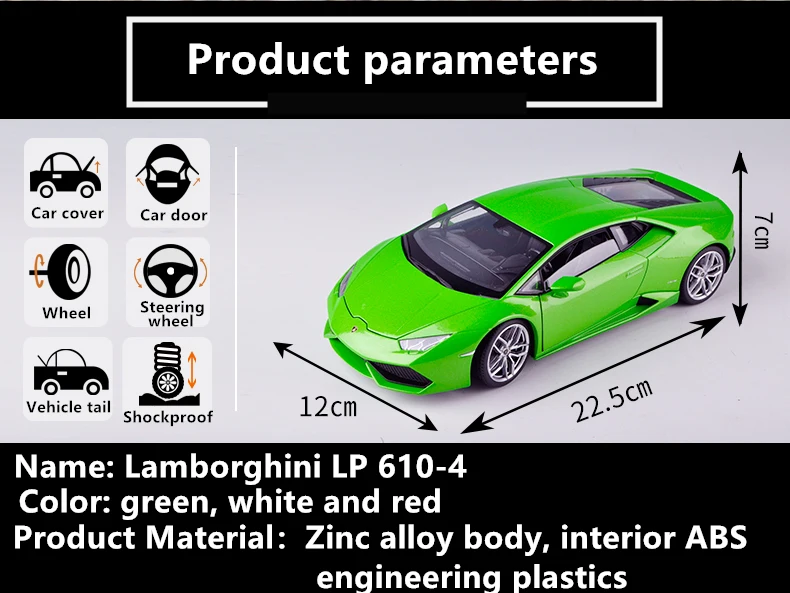 welly 1:18 Lamborghini LP610-4 alloy car model simulation car decoration collection gift toy Die casting model boy toy