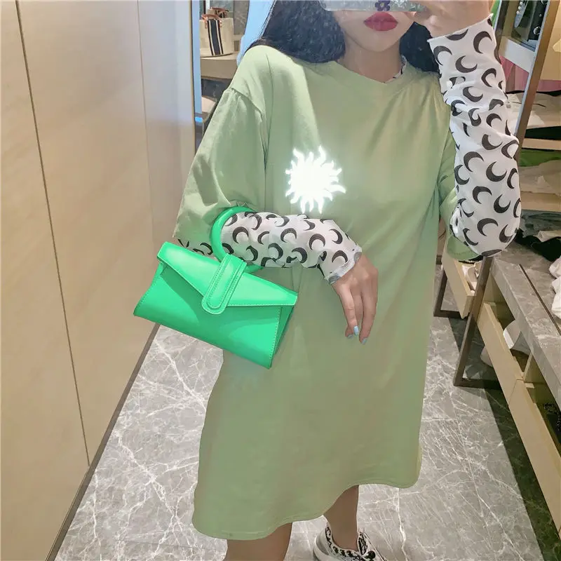 Комплект из 2 предметов, футболка с отражающим принтом белого и зеленого цвета, футболка для женщин и девочек, Harajuku, футболка с короткими рукавами, уличная одежда, сетчатый топ размера плюс