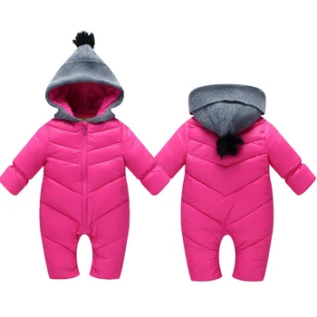 

Winter Spring Baby Rompers Pink Navy Overalls Bodysuit Jumpsuit Newborn Girl Boy Solid Down Snowsuit Kids infant Snow Wear