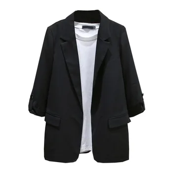

Women Suit Jacket Spring 2020 Solid Slim Blazer Jacket Ladies Business Office Lady Coat Cuffs Sleeve Outerwear Female K6-2003