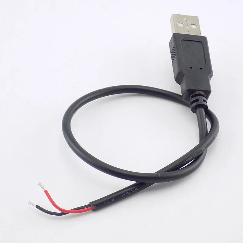 0,3/1/2 M DC 5V USB 2,0 Тип A входящий штекер 2 Pin кабель Питание зарядное устройство для смарт-устройств DIY разъем провода K09