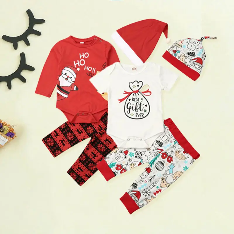 

Toddler Baby Girls Boy0-24M Christmas Xmas Bodysuit Tops Pants Hat Autumn Clothes