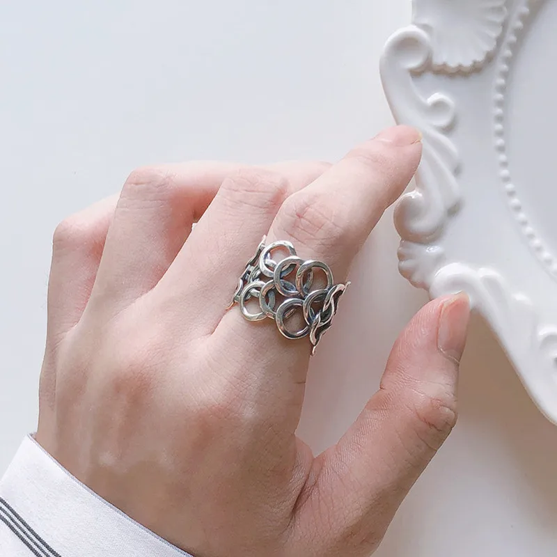 DIEERLAN Bijoux индивидуальные 925 пробы серебряные кольца для женщин Свадебные украшения регулируемый античный перстень Anillos