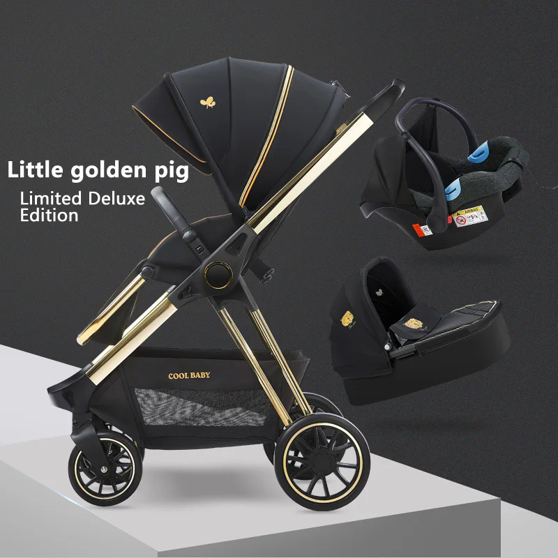 Big Discount  Luxury Baby Trolley High landscape stroller 3 in 1 Babt Pram Two-way Portable kid car 