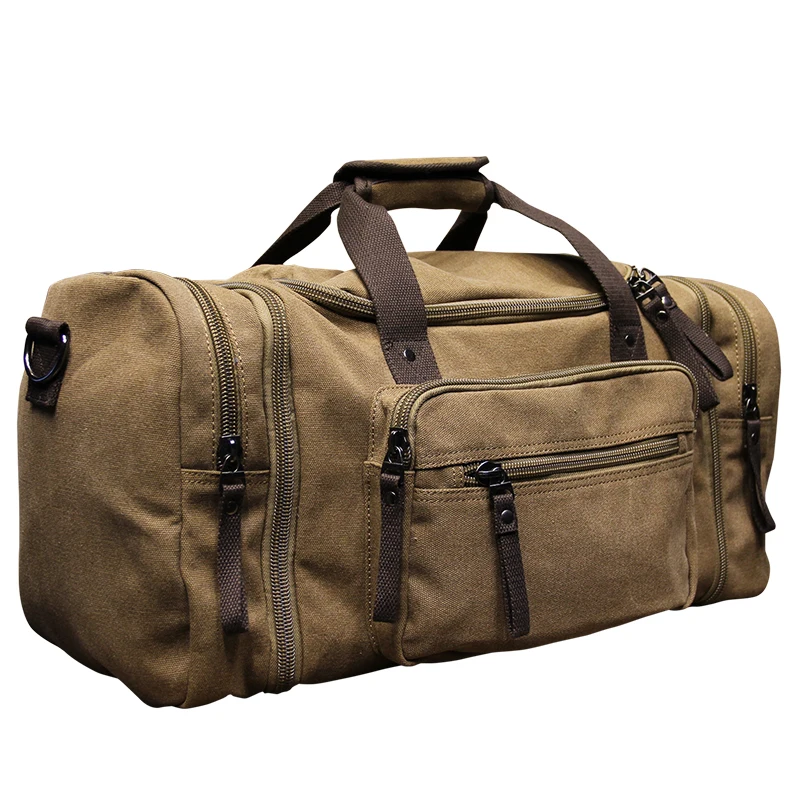 Xiao.p Vintage military Canvas men travel bags Carry on Luggage bags Men Duffel bags travel tote large weekend Bag Overnight