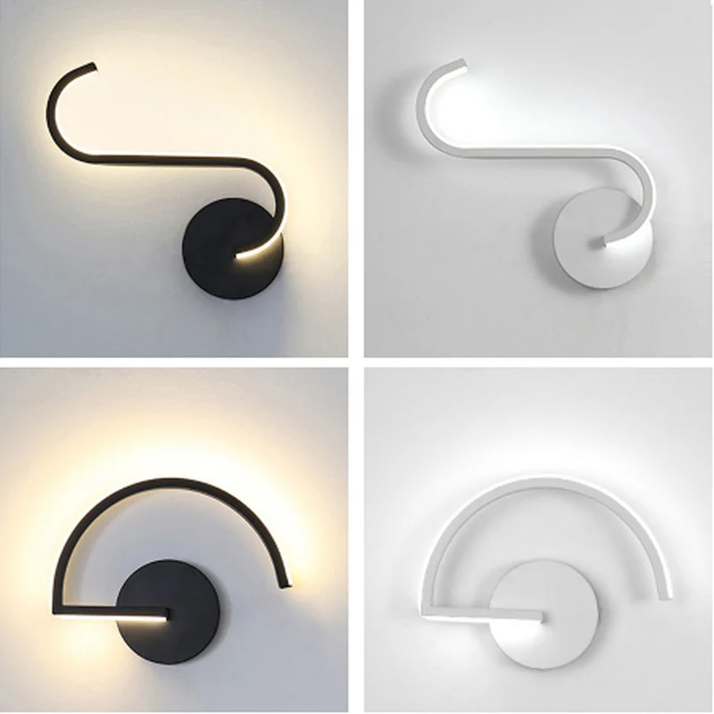 

Black White Wall Lights for Home Bedside Acrylic Metal Nordic Modern Led Bedroom Light Minimal Lamp Applique Luminaire WF1021