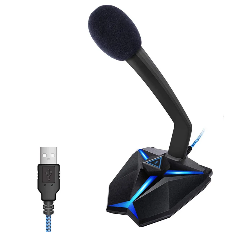 

USB Condenser Gaming Microphone Wired Studio Omnidirectionnel PC Microfone for Computer Desktop Professional Mic LED Mic G33