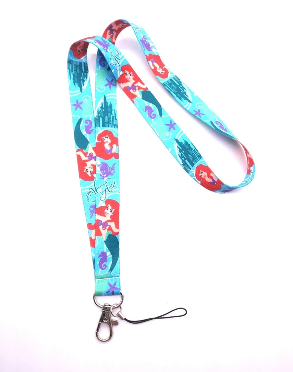 

New 10pcs/20pcs/30pcs/50pcs cartoon Ariel princess lanyard Neck Strap Lanyard Mobile Phone Key Chain ID Badge