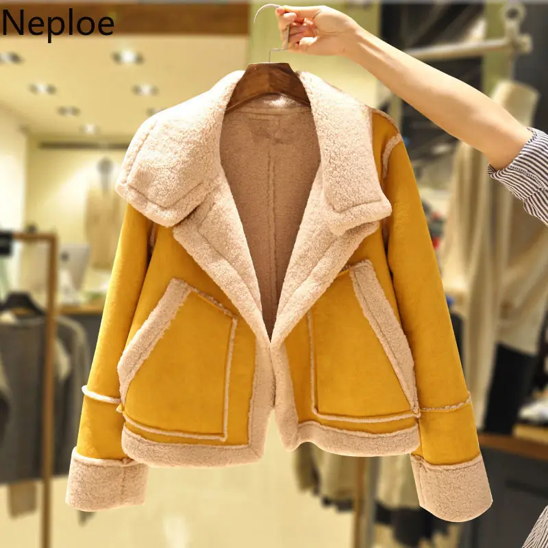 Женская короткая Лоскутная куртка Neploe модная Свободная из искусственной замши